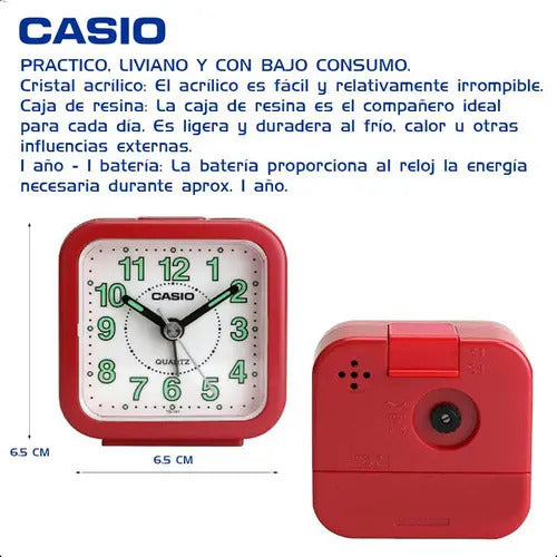 Reloj Despertador Casio Tq-141-4d Viajero - Rojo