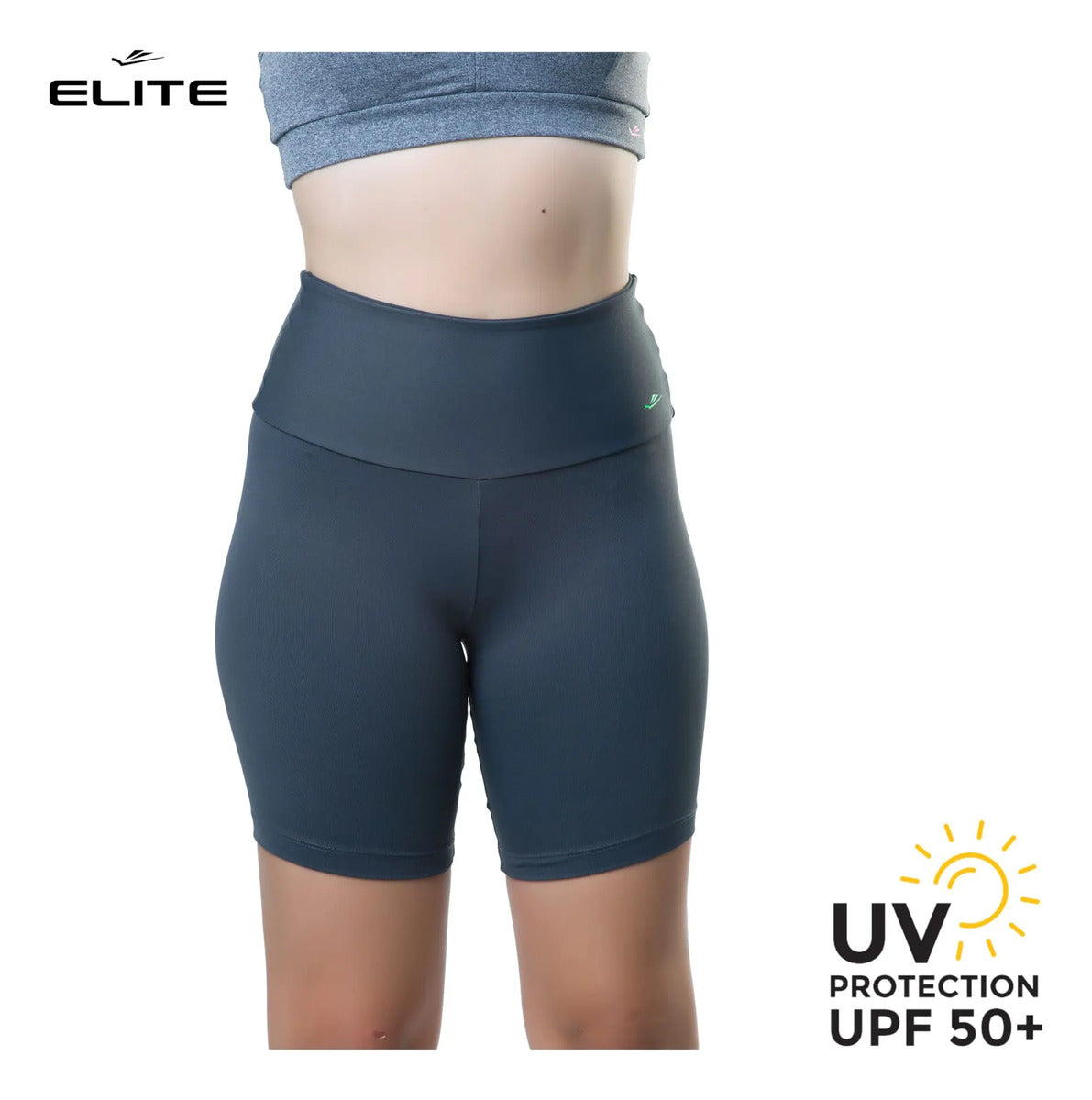 Calza Corta Dama Tiro Medio Deportiva Biker Elite - Gris L