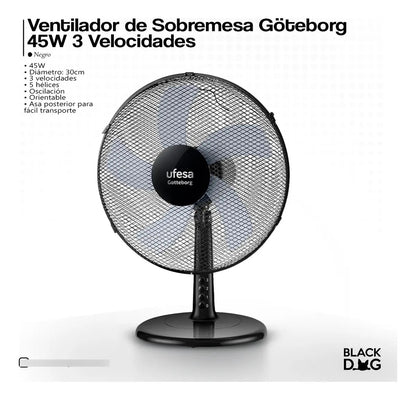 Ventilador De Mesa Ufesa Goteborg 30 Cm - 30 Cm Negro