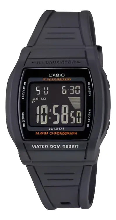 Reloj Casio W-201-1b Digital D/hora Crono Alarma Negro