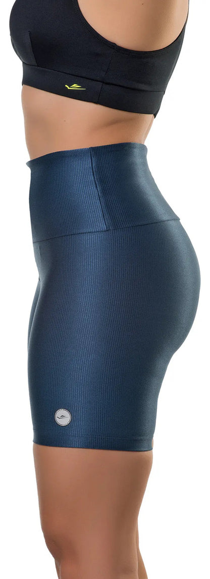 Calza Corta Dama Tiro Alto Con Diseño Uv50+ Elite - Azul Petróleo 2xl