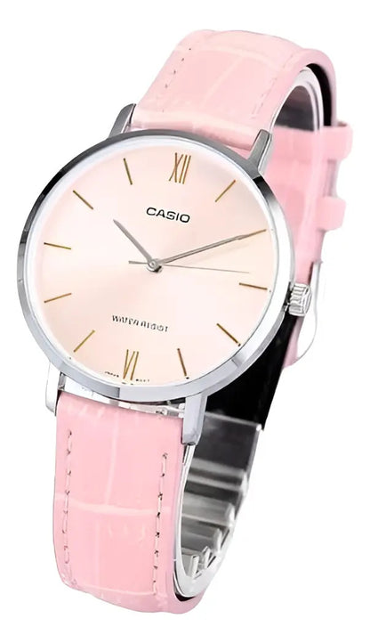 Reloj Casio Cuero Ltp-vt01l-4budf - Rosa Plateado