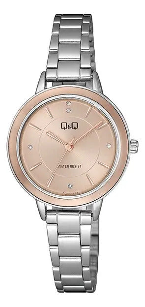 Reloj Q&q Metal Dama 32mm Qb89j202y - Plateado