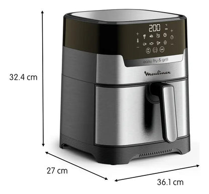Freidora Sin Aceite Digital Moulinex Xl Acero Inox Gris