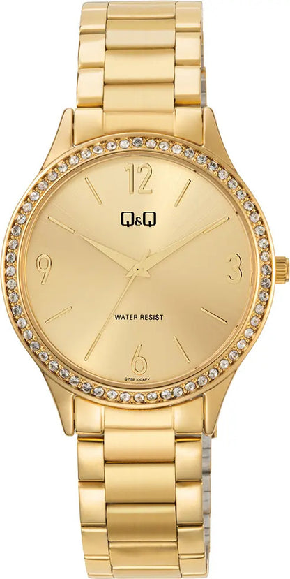 Reloj Q&q Metal Dama 34mm Q75b-008py - Dorado
