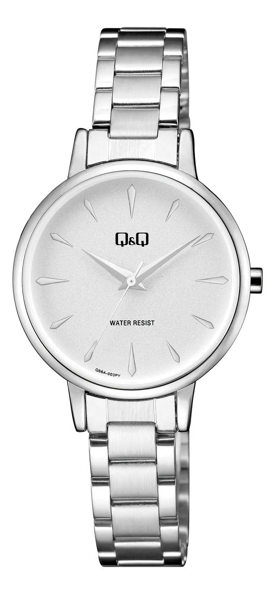Reloj Q&q Metal Dama 32mm Q56a-003py - Plateado
