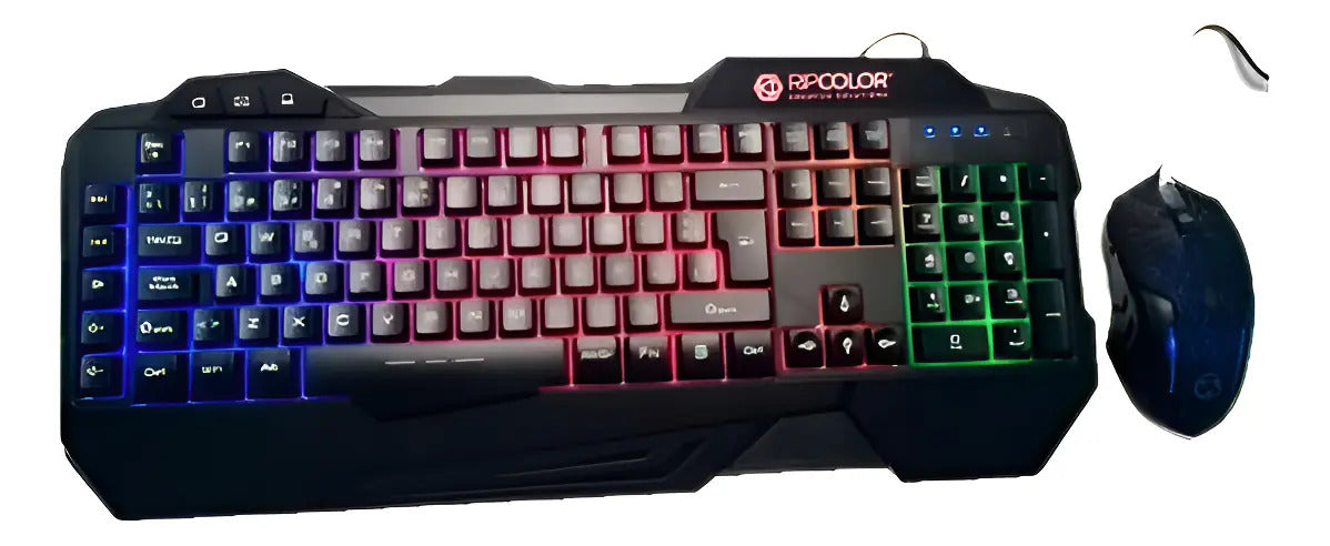 Set Gamer Mouse Y Teclado Ripcolor - Negro