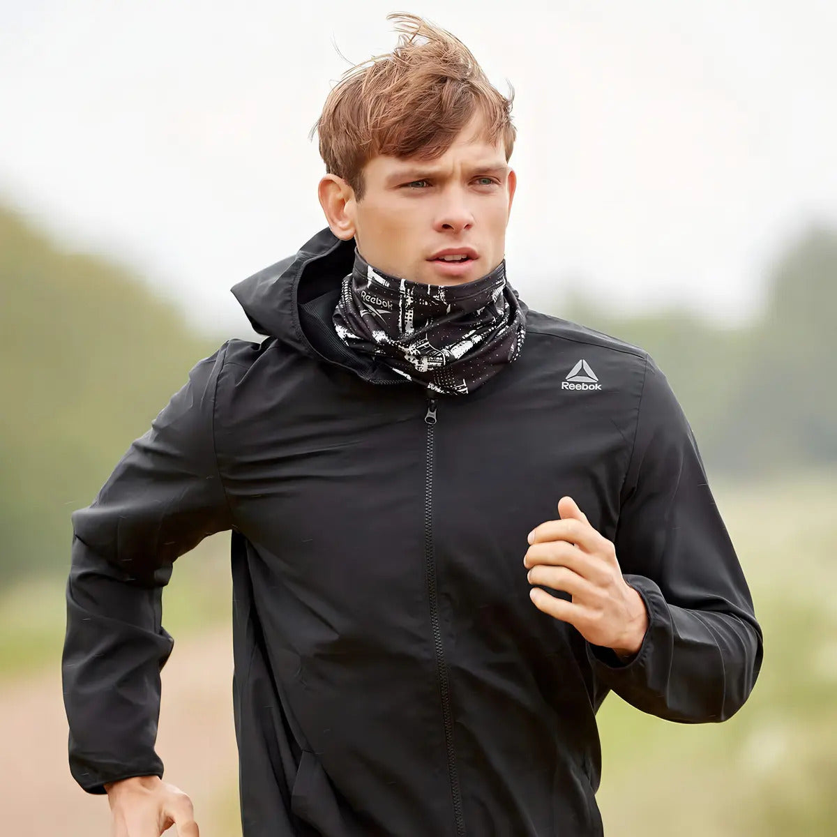 Cuello Térmico Running Reebok - Negro Estampado Talle Unico