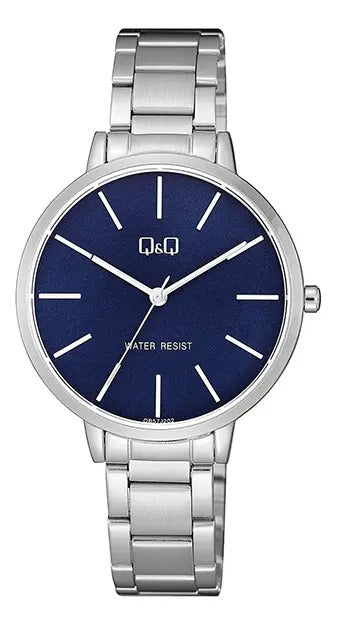 Reloj Q&q Metal Dama 36mm Qb57j202y - Plateado Azul Oscuro