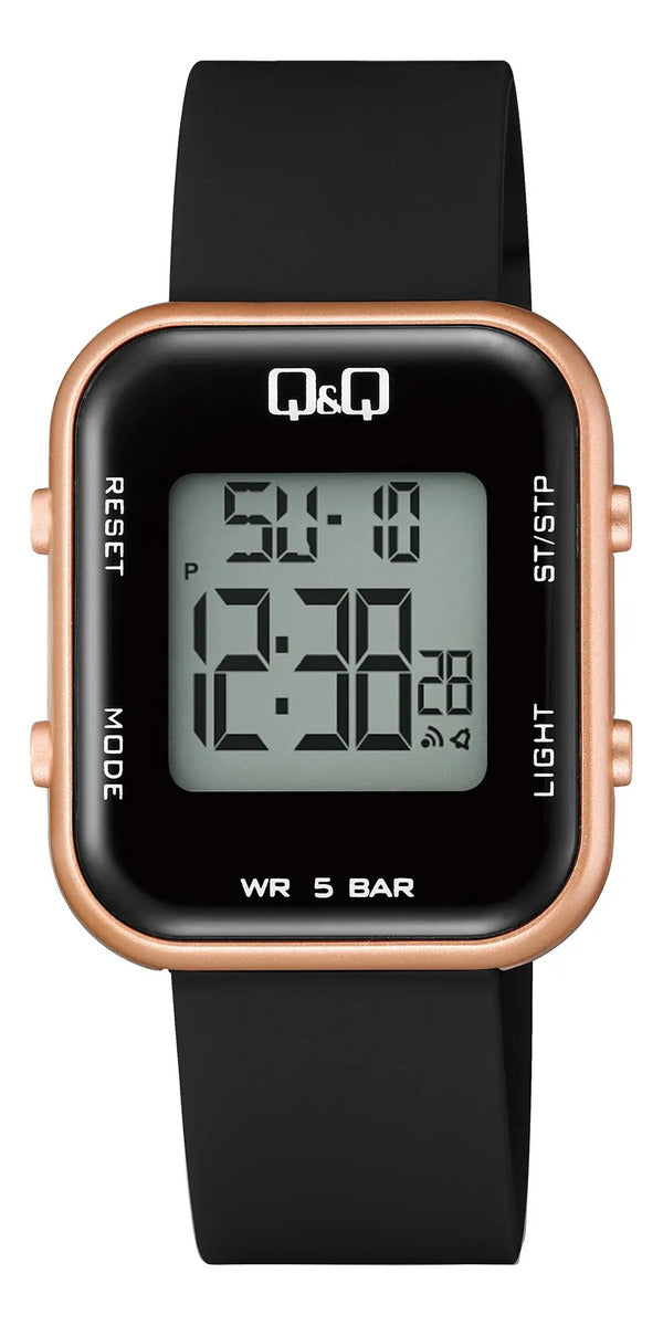 Reloj Digital Q&q Silicona Dama 34mm M207j004y - Negro