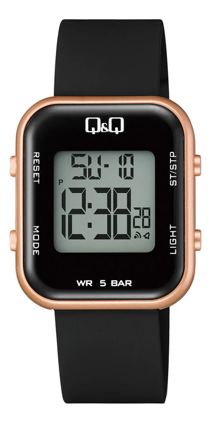 Reloj Digital Q&q Silicona Dama 34mm M207j004y - Negro