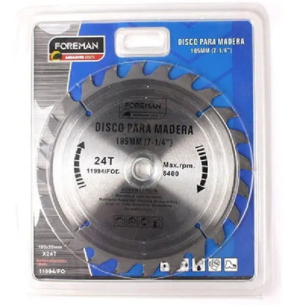 Disco P/ Madera 24d Foreman 7¼ Sierra Circular Plateado 50 60hz