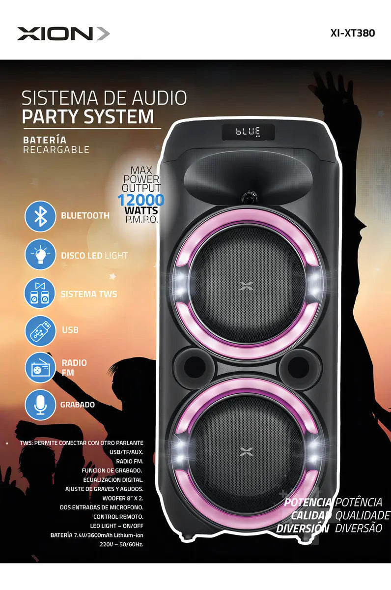 Sistema De Audio Xion Xtreme Inalam 12000w Pmpo Xi-xt380 Qof Único 12000 W
