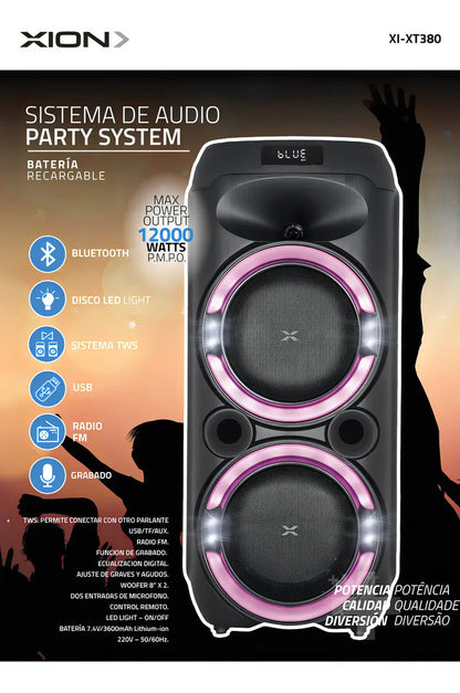 Sistema De Audio Xion Xtreme Inalam 12000w Pmpo Xi-xt380 Qof Único 12000 W