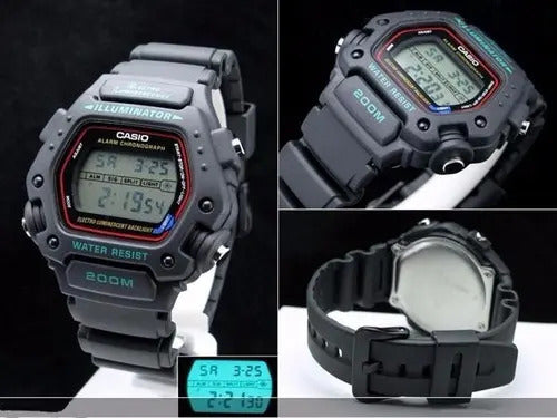 Reloj Digital Casio Crono Alarm/tmr Ill Dw-290-1v Negro Negro Gris