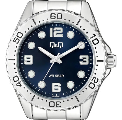 Reloj Q&q Metal Hombre 42mm Q07a-005py - Plateado