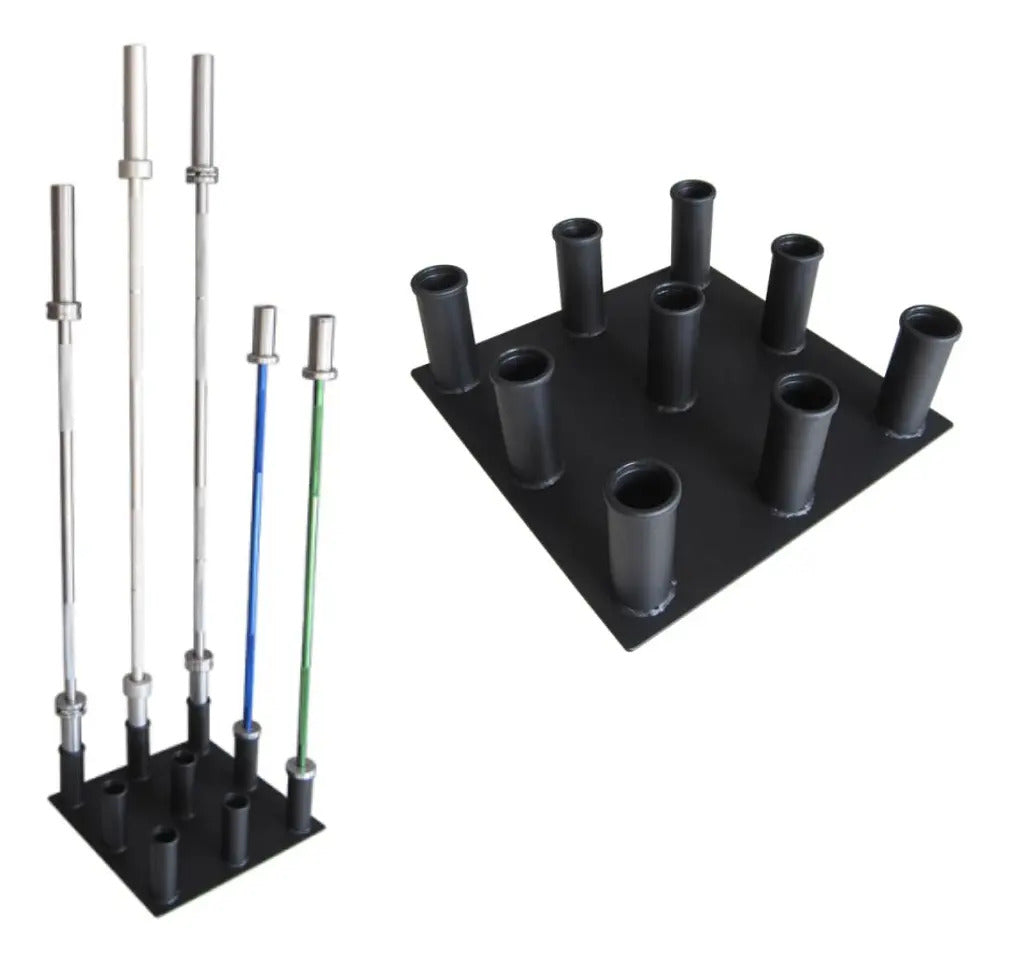 Soporte Para 9 Barras Olímpicas 180kg Rhino - Negro