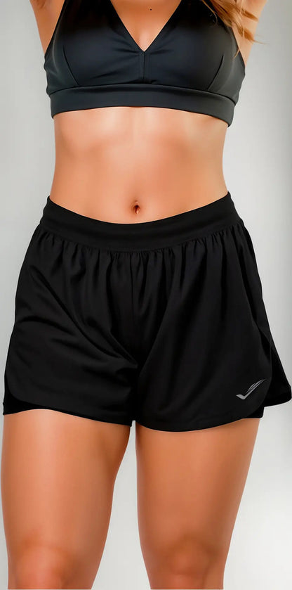 Short Corto Fitness Dama Con Calza Interna Elite - Negro Xl