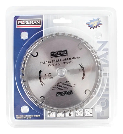Disco De Sierra Para Madera Foreman 5-1/4 40d