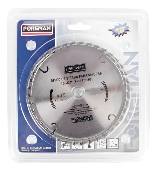 Disco De Sierra Para Madera Foreman 5-1/4 40d