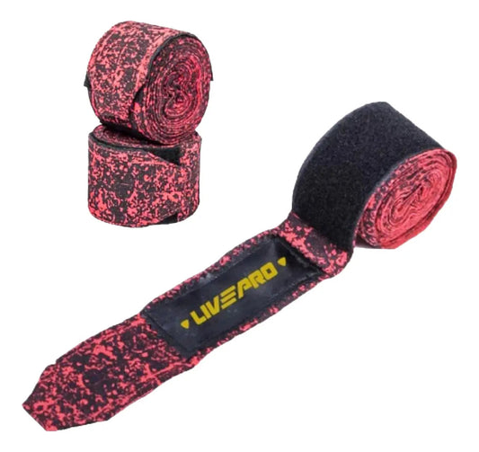 Par De Vendas De Boxeo 300cm X 5cm Livepro - Rojo