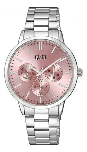 Reloj Q&q Metal Dama 38mm A04a-002py - Plateado