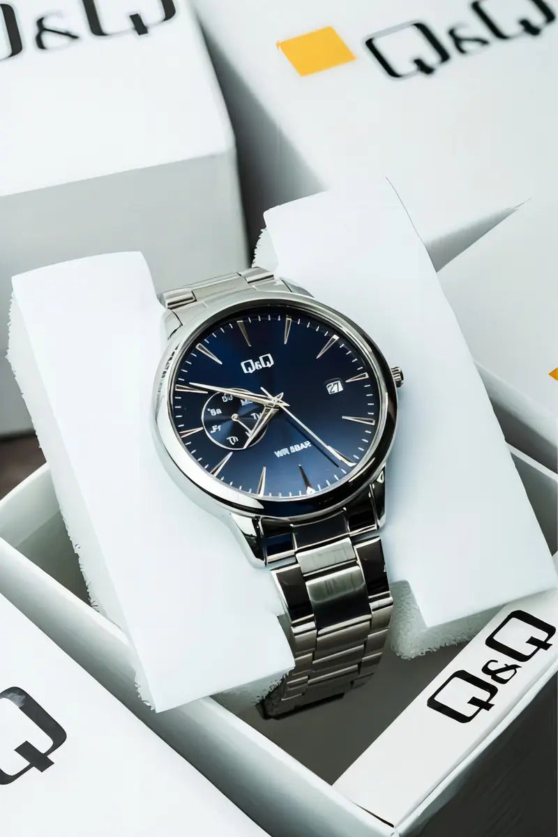 Reloj Q&q Metal Hombre 42mm A12a-008py - Plateado
