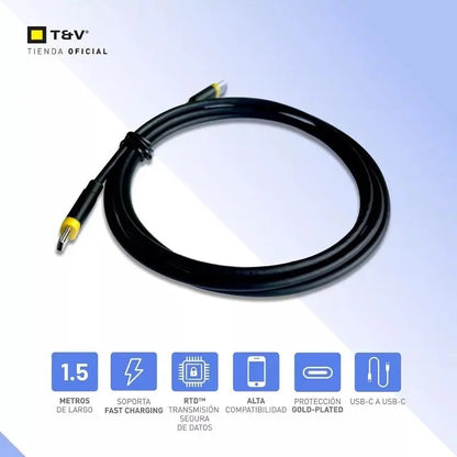 Cable Energie 1,5m Usb-c A Usb-c Thonet & Vander - Negro