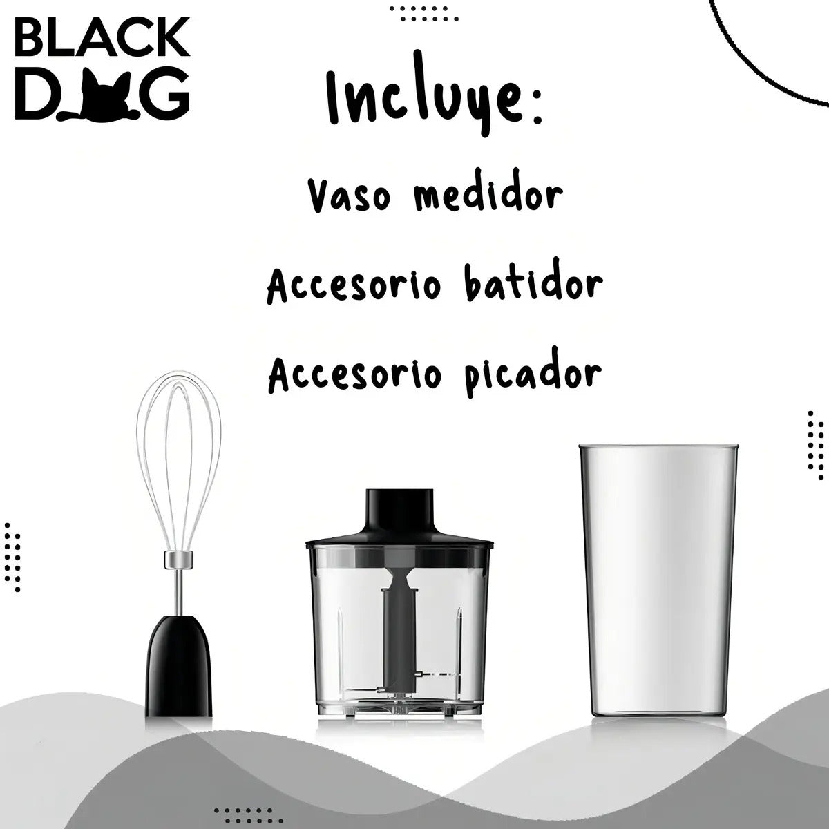 Mixer Daewoo Con Batidor, Picador Y Vaso - Negro