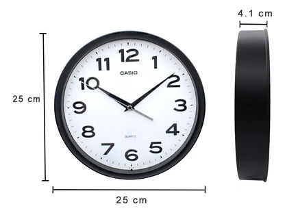 Reloj De Pared Casio Redondo Iq-151-1d - Negro Blanco