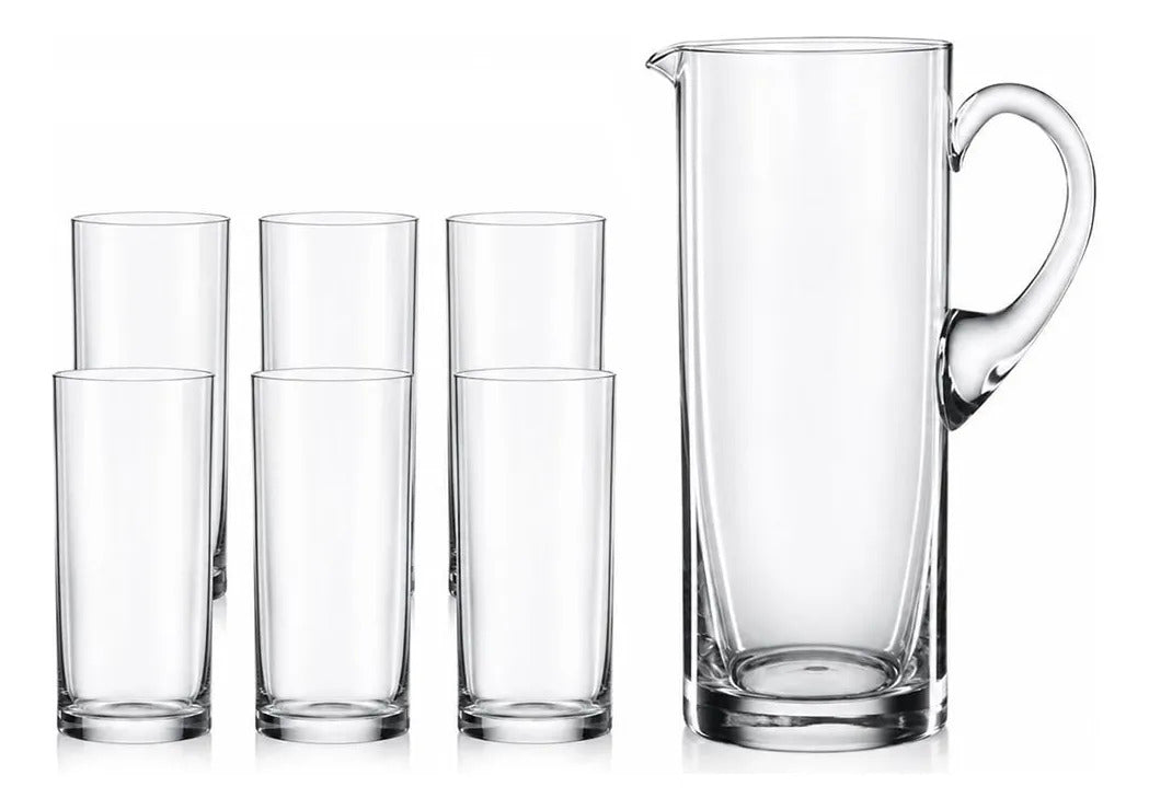 7 Piezas Barline (jarra + 6 Vasos) Bohemia