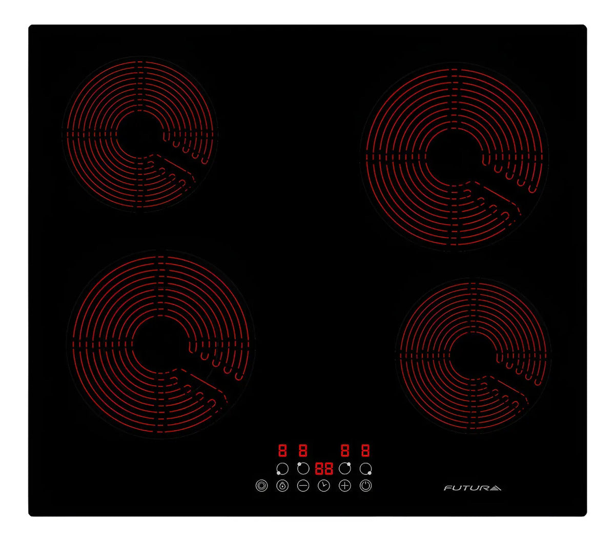 Anafe Vitrocerámica 4 Zonas Futura Fut-pv4z - Negro