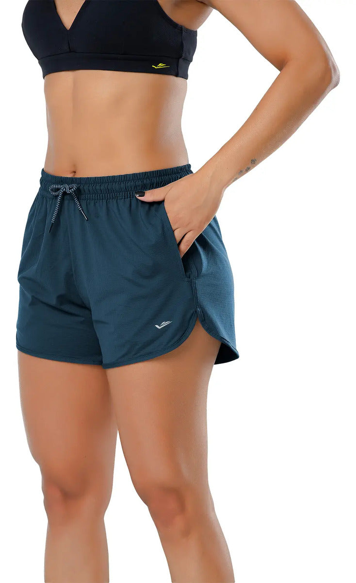 Short De Dama Fitness Running Y Entrenamiento Elite Azul Petróleo M