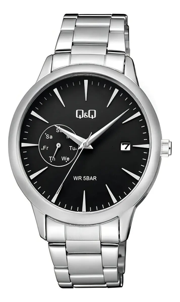 Reloj Q&q Metal Hombre 42mm A12a-009py - Plateado
