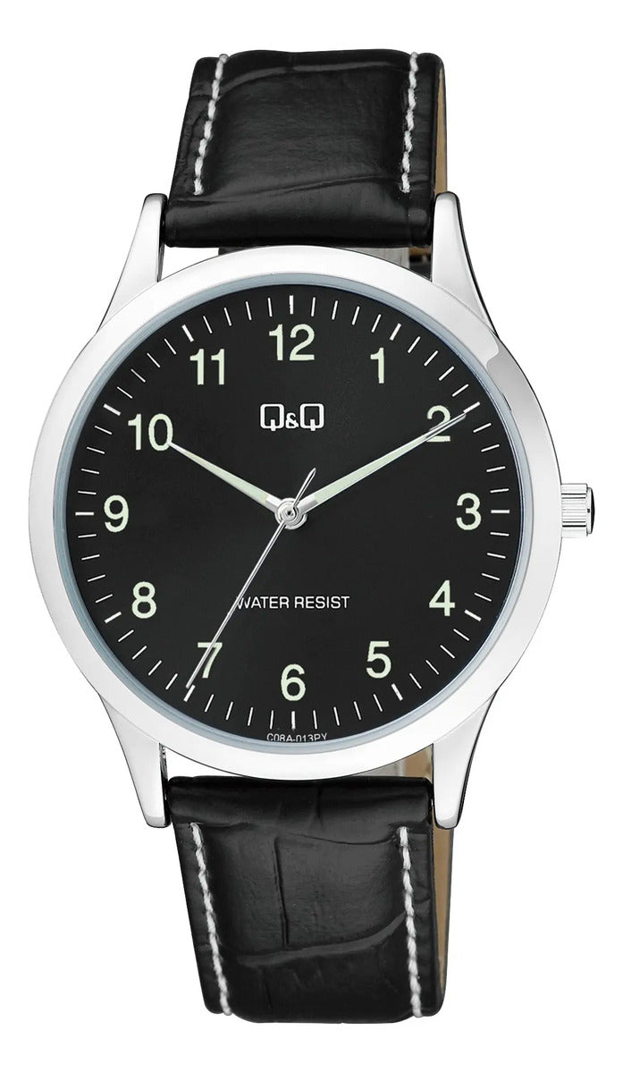 Reloj Q&q Cuero Hombre 40mm C08a-013py - Negro