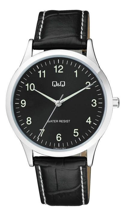 Reloj Q&q Cuero Hombre 40mm C08a-013py - Negro