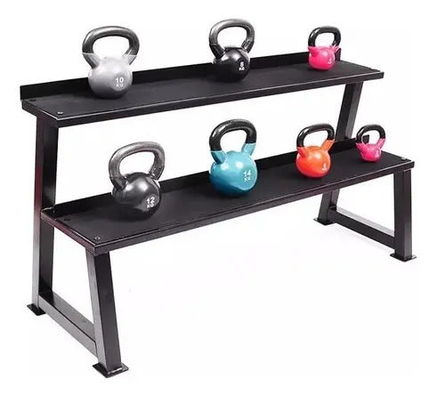 Soporte Pesas Rusas Kettlebell Gimnasio Rhino - Negro