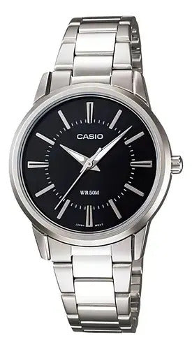 Reloj Casio Metal Dama 31mm Ltp-1303d-1a - Plateado Negro
