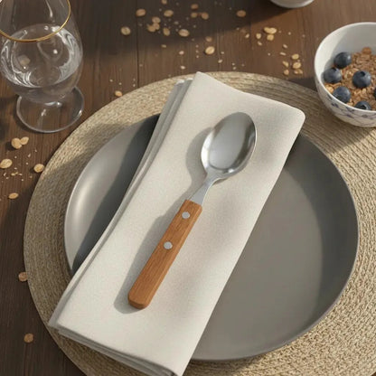 12 Cucharas De Mesa Mango Madera Kutt