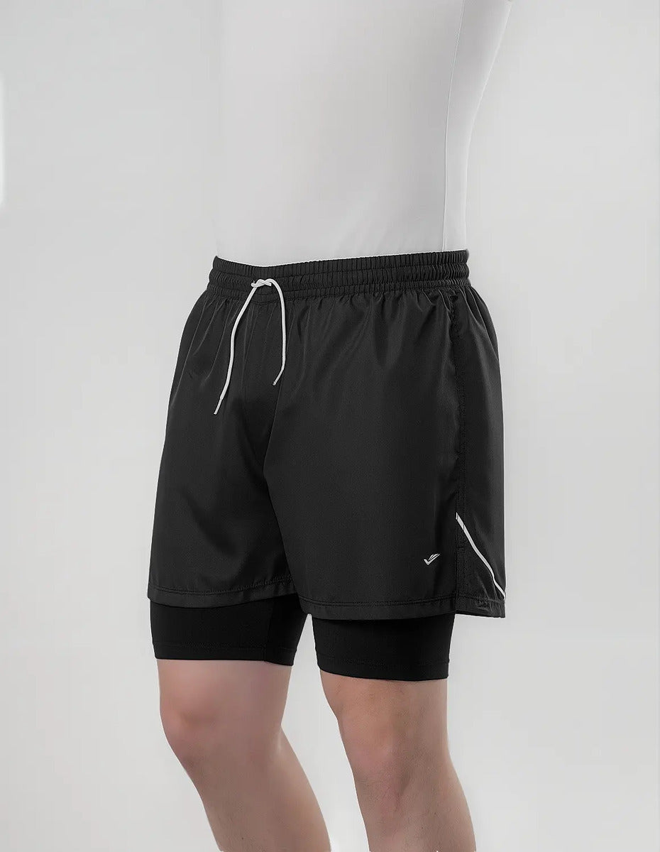 Short Con Calza Interior Perforada Deportivo Elite Negro L