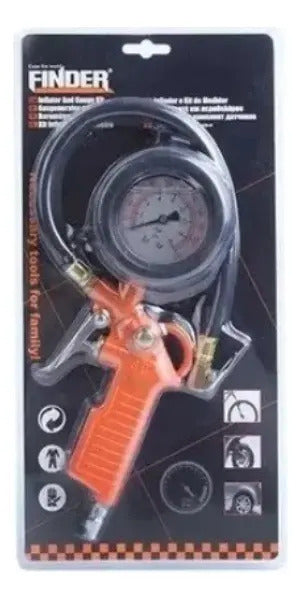 Pistola De Aire Finder Con Manómetro P/inflar Ruedas