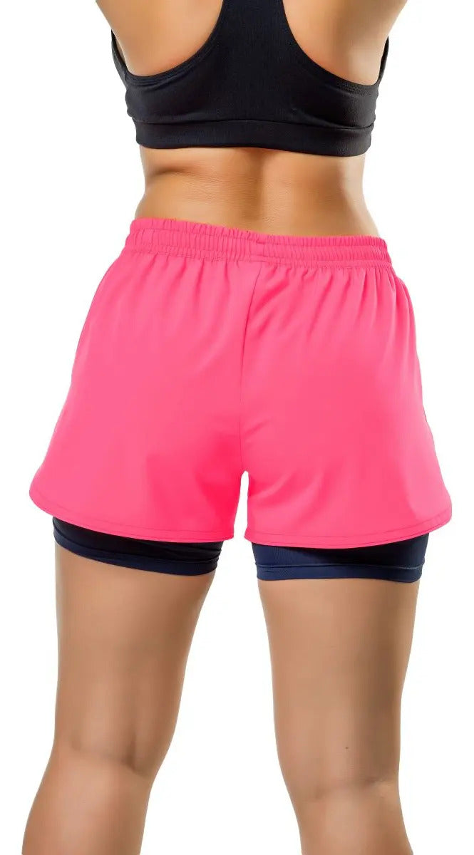 Short Corto Fitness Dama Con Calza Interna Elite - Rosa M