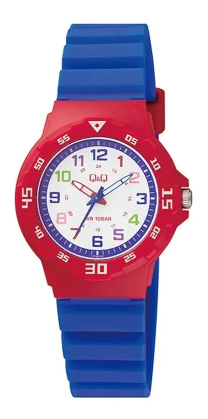 Reloj Q&q Silicona Infantil 33mm Vr19j010y - Azul Blanco