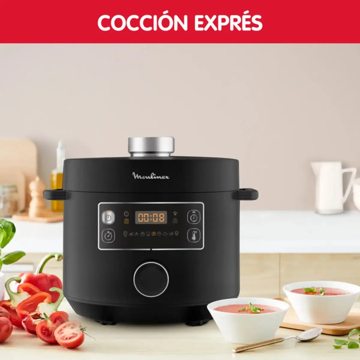 Olla Programable Multifunción Moulinex 5 L 10 Prog Negro