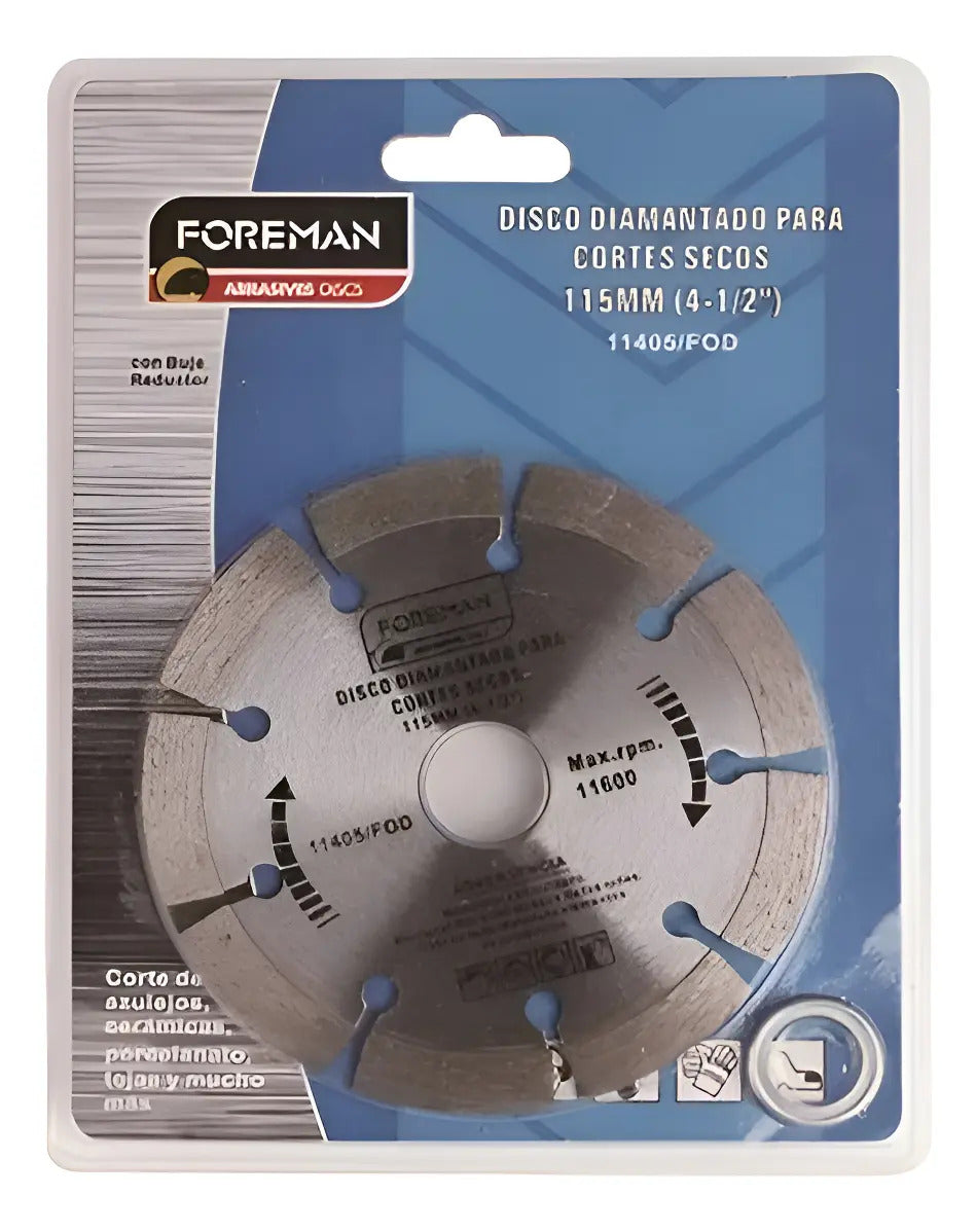 Disco Diamantado Foreman 115mm 4½ Corte Seco Gris
