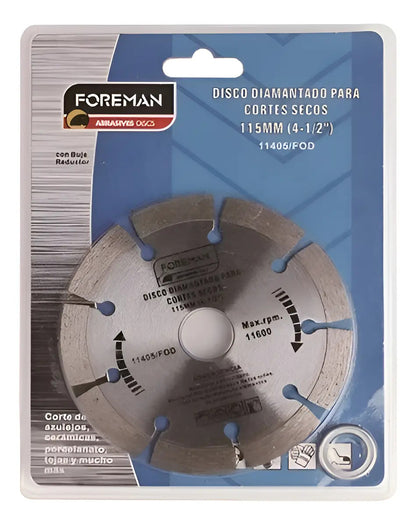 Disco Diamantado Foreman 115mm 4½ Corte Seco Gris