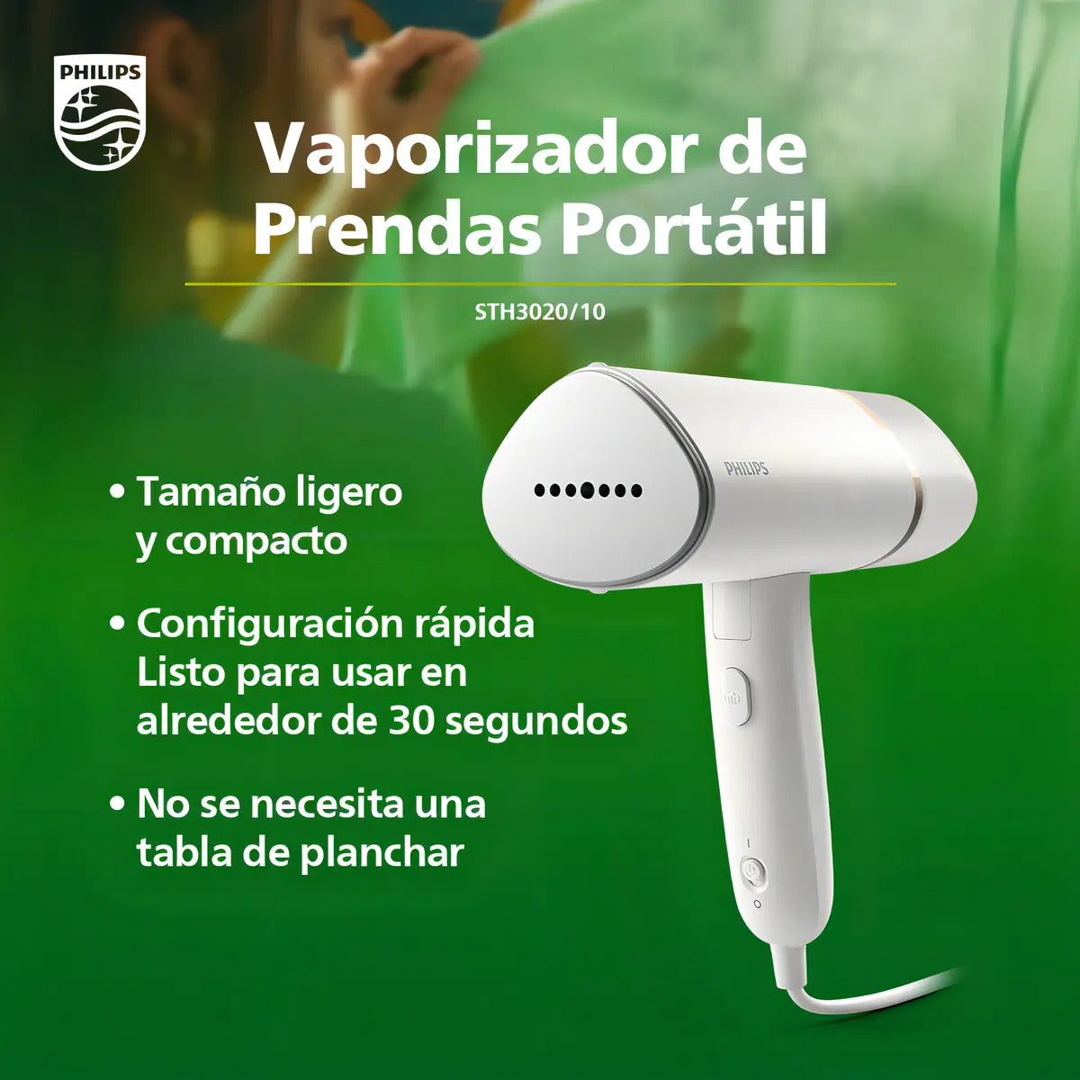 Plancha Steamer Plegable 120 Ml Sth3020/10 - Blanco