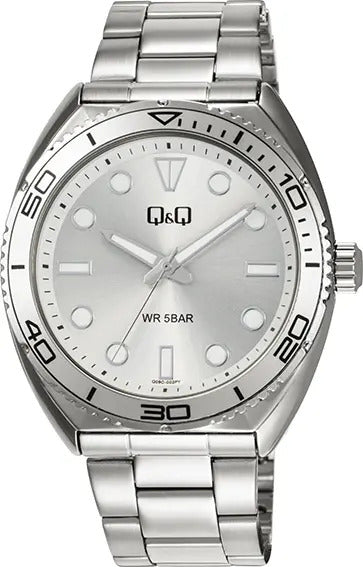 Reloj Q&q Metal Hombre 42mm Q09c-002py - Plateado