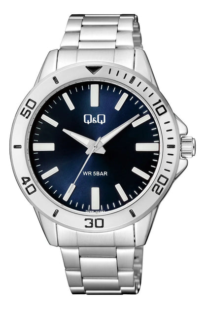 Reloj Q&q Metal Hombre 44mm Q28b-003py - Plateado