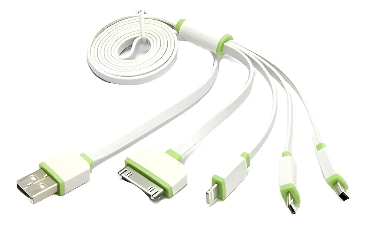 Cable Usb 4 En 1 Para iPhone 4/6 / Micro/mini Usb - Blanco